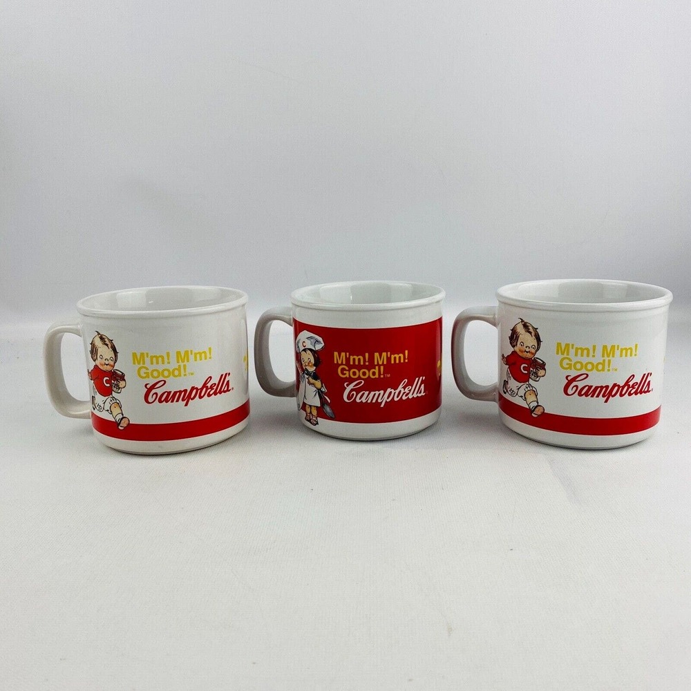 Campbell's Kids 3 Soup Mug Lot 2004 M'm M'm Good!‎ Dishwasher Microwave Safe